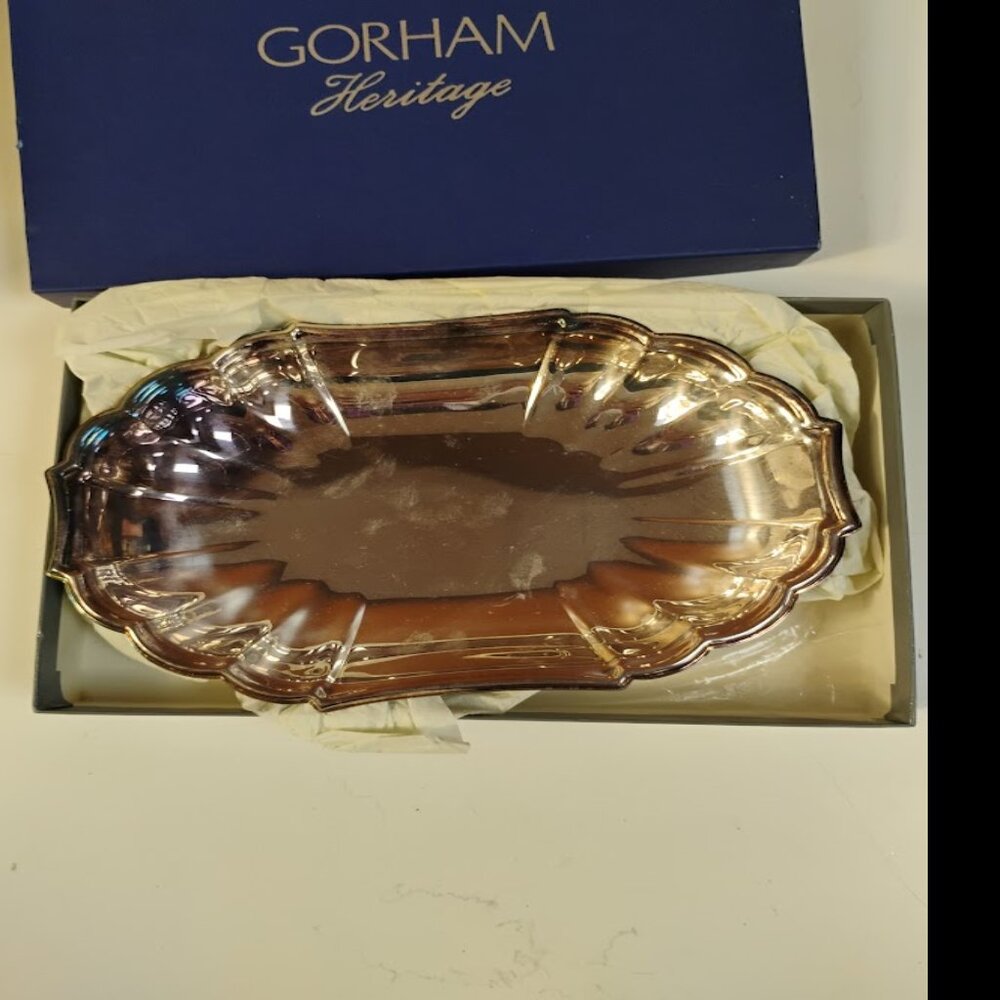 Vintage Gorham Heritage Silverplate Serving Tray in Original Box